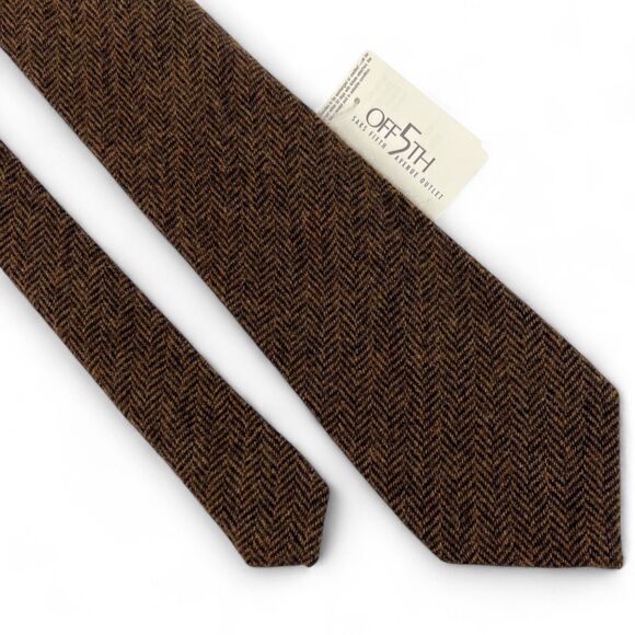 RARE NWT Vintage Burberry's 100% Cashmere Herringbone Necktie Brown - Picture 1 of 9